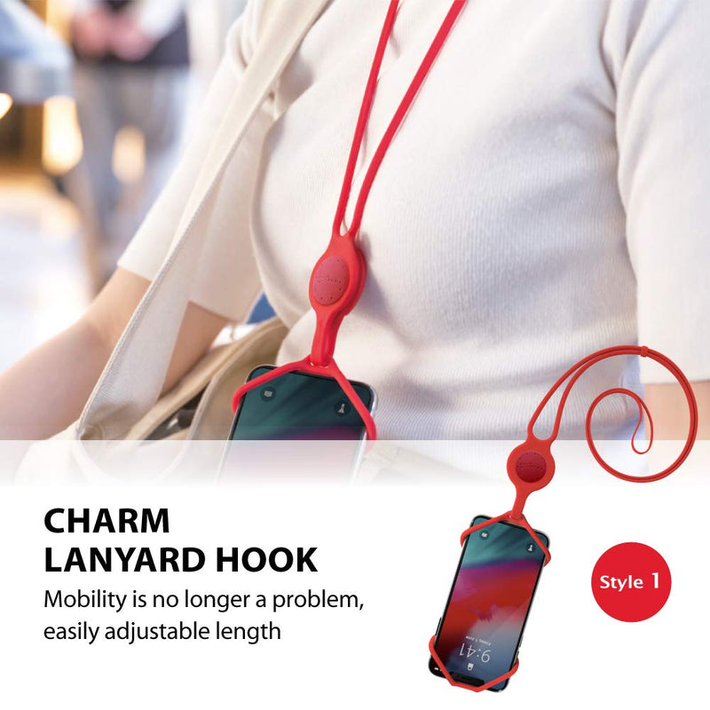 Universal Cell Phone Lanyard Case, Silicone Neck Strap Smartphone Case for iPhone 11 Pro Max XS XR X 8 7 6S Plus Samsung Galaxy S10 S9 S8 Note 10 9 Pixel 3 XL, Lanyard and Strap Bundle Combo Set Lanyard Combo (Red)