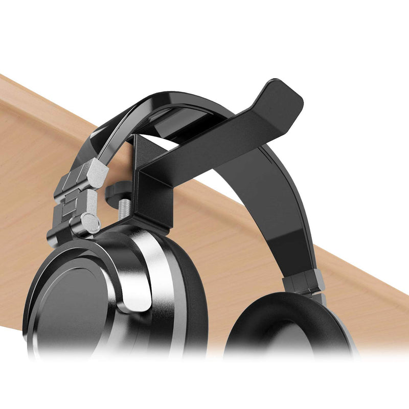 Xpix Metal Headphone Headset Holder Hanger with Under Desk Design Mount Clamp Clip Grip - Hooks onto Surface Without Glue Or Mess - Fits Headphones