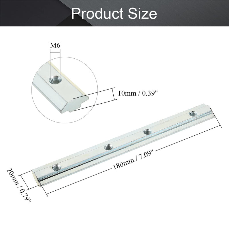 MroMax 40 Series Linear Connector 7.09" x 0.79" x 0.39" (L x W x T) Carbon Steel Galvanized Silver Straight Piece Connection Part 2PCS