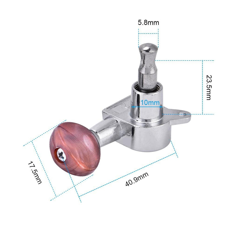 Ukulele String Tuning Pegs, 2L2R Silver Enclosed Locking Tuners Red Round Machine Heads for Ukulele 4 String Guitars
