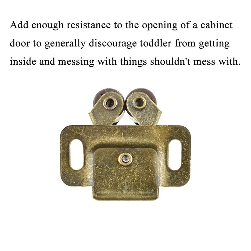 Hahiyo Double Roller Catch Door Latch Shorter Foot Cold Rolled Steel Stay Put Smooth Close No Squeak Noise Cold No Enter Easy Position Sturdy Spring for Kitchen Closet with Screws 9sets Bronze 0.56''Bronze-9Sets