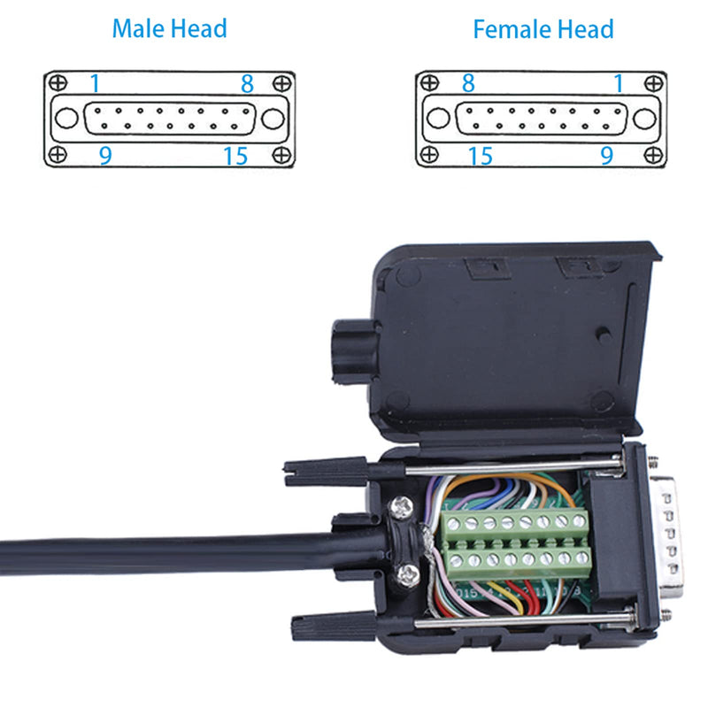 Jienk 10PCS DB15 RS232 D-SUB Serial Adapters, 15Pin Port Terminal Solderless Breakout Board Connector with Case Accessories (DB15 Female) DB15 Female