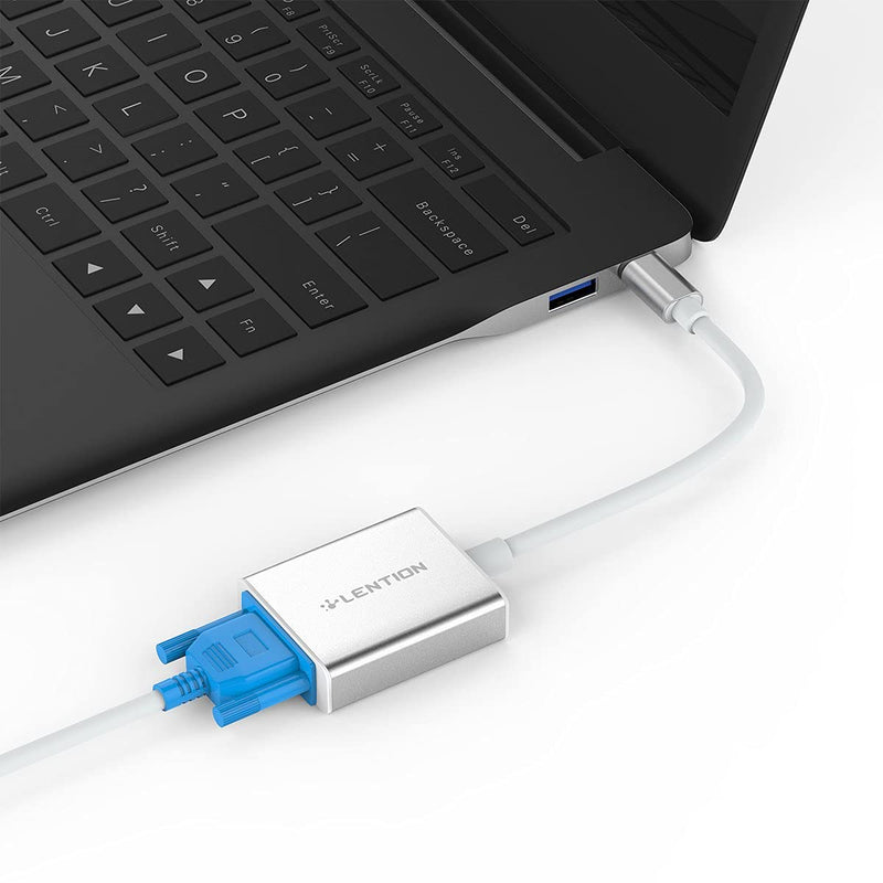 LENTION USB C to VGA Cable Adapter, Type C to VGA Monitor Converter Compatible Apple 2020-2016 MacBook Pro 13/15/16, New Mac Air/Surface, MacBook 12, Chromebook, More (CB-1080VGA, Silver)