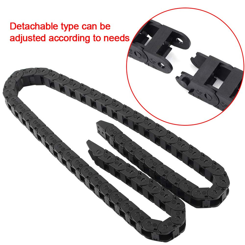 BCZAMD 10X11mm Drag Chain Semi Enclosed Type Adjustable Cable Wire Carrier Black 1M Plastic Flexible Nested Drag Chain Cable Track for 3D Printer CNC Router Mill
