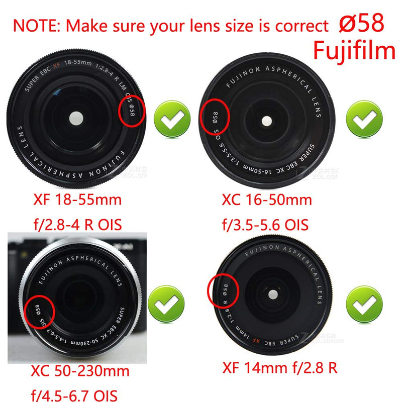 Camera Lens Cap (58mm) for Canon SL3 SL2 90D w/EF-S 18-55mm, for Nikkor 50mm/1.4G Lens, for XC 16-50mm XF18-55mm Lens (2 Pack)