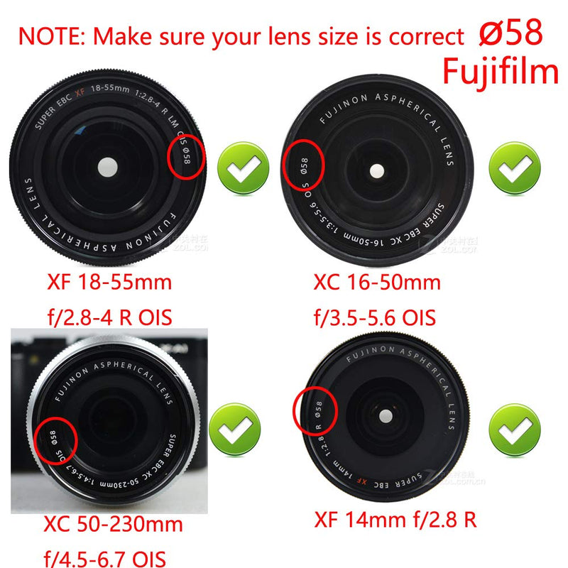 T7 Lens Cap [58mm] for Canon Rebel T8i T7 4000D w/ EF-S 18-55mm Lens, Compatible for Fujifilm X-S10 w/ XF18-55mm Lens [2-Pack]