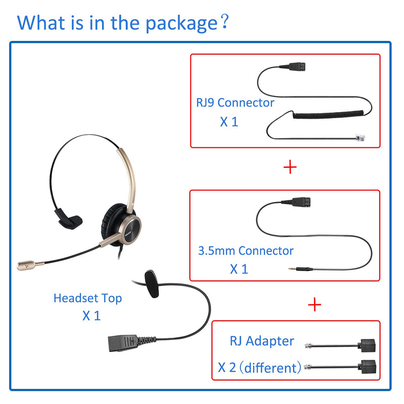[AUSTRALIA] - MAIRDI Telephone Headset with RJ9 & 3.5mm Jack for Office Landline Deskphone Cell Phone PC Laptop, Call Center Phone Headset with Microphone, Works for Cisco 7941 7965 6941 7861 8961 Mono 