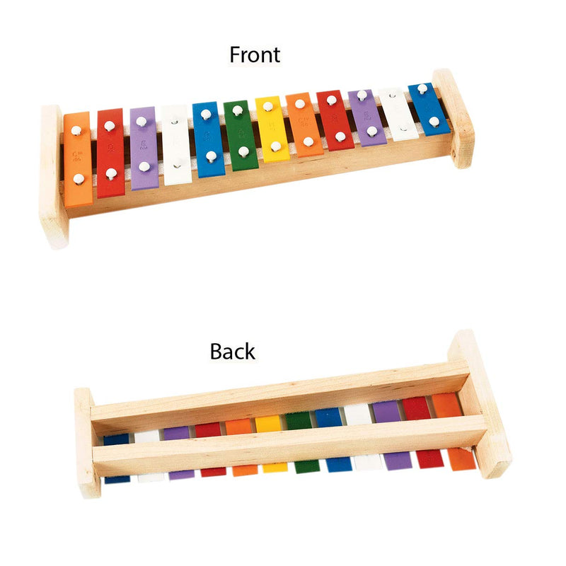 Professional Colorful Wooden Soprano Glockenspiel Xylophone with 12 Metal Keys for Adults & Kids - Includes 2 Wooden Beaters 12 Keys