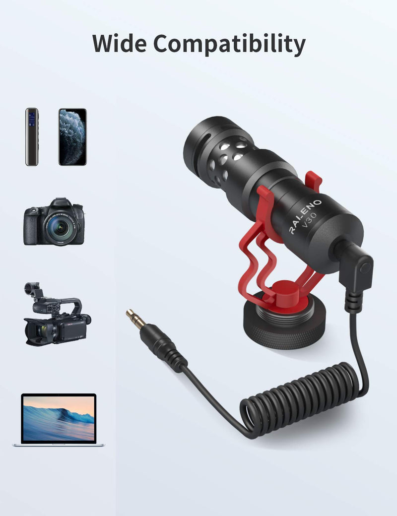 Universal Video Microphone with Shock Mount, Deadcat Windscreen, Case for iPhone, Android Smartphones, Canon EOS, Nikon DSLR Cameras and Camcorders - Perfect Camera Microphone by RALENO