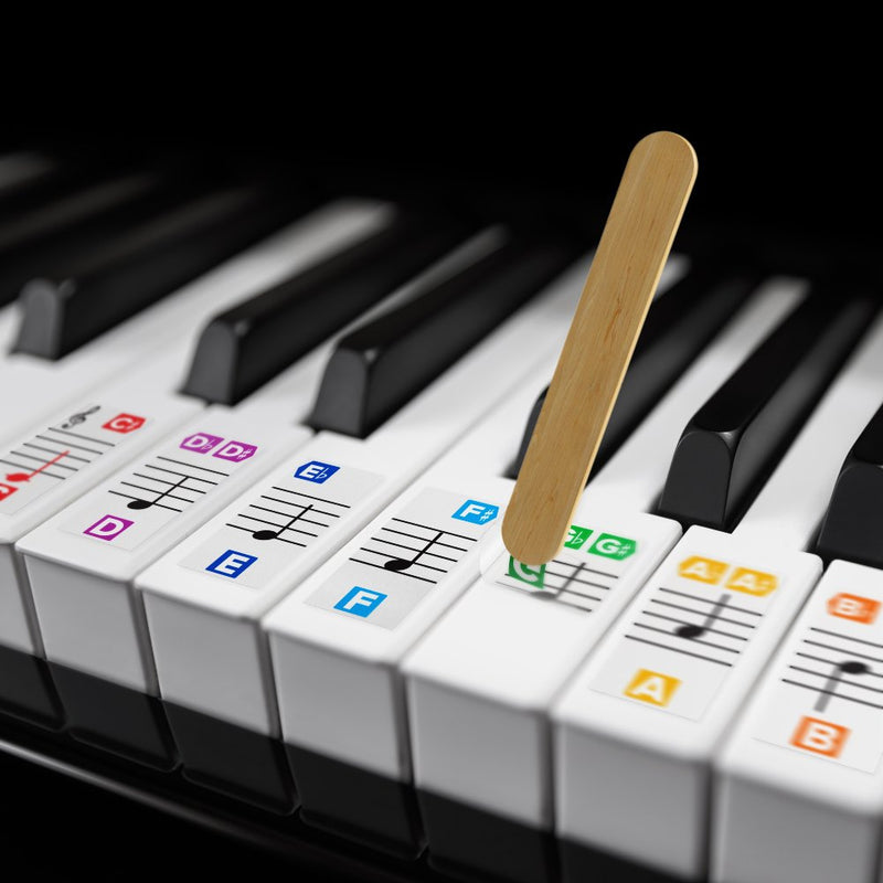 Color Piano Stickers for Keys – Removable w/Double Layer Coating for 49/61 / 76/88 Keyboards