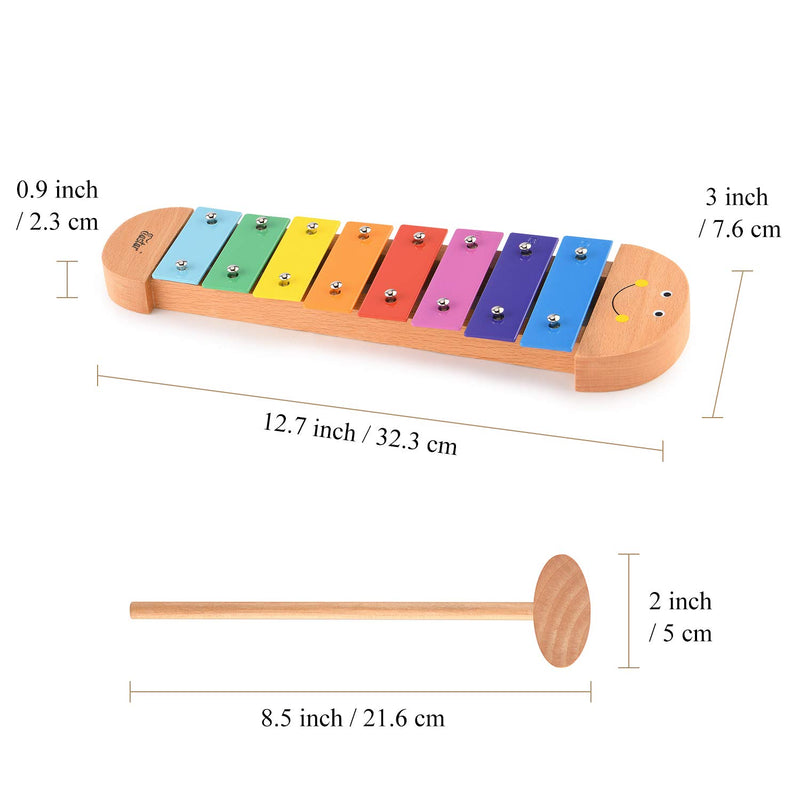 Eastar Xylophone for Kids Toddler Musical Instruments Wooden Xylophone Musical Toy with 3 Two-Sided Music Cards and Mallets Great Baby Gift, Cartoon Design