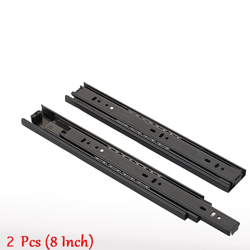 2 Pcs Black Furniture Length Ball Bearing Telescopic Drawer Slides (8 Inch) 8 Inch