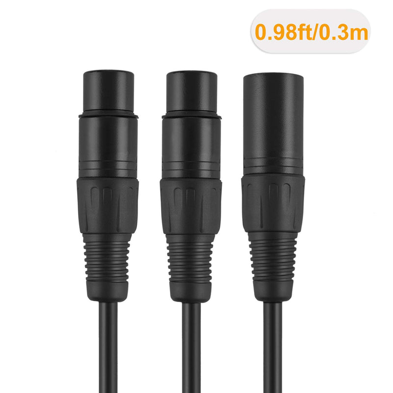 [AUSTRALIA] - CableCreation XLR Male to Dual XLR Female Y Splitter 3Pin Balanced Microphone Cable, 0.3 Meter/Black 1-Pack 