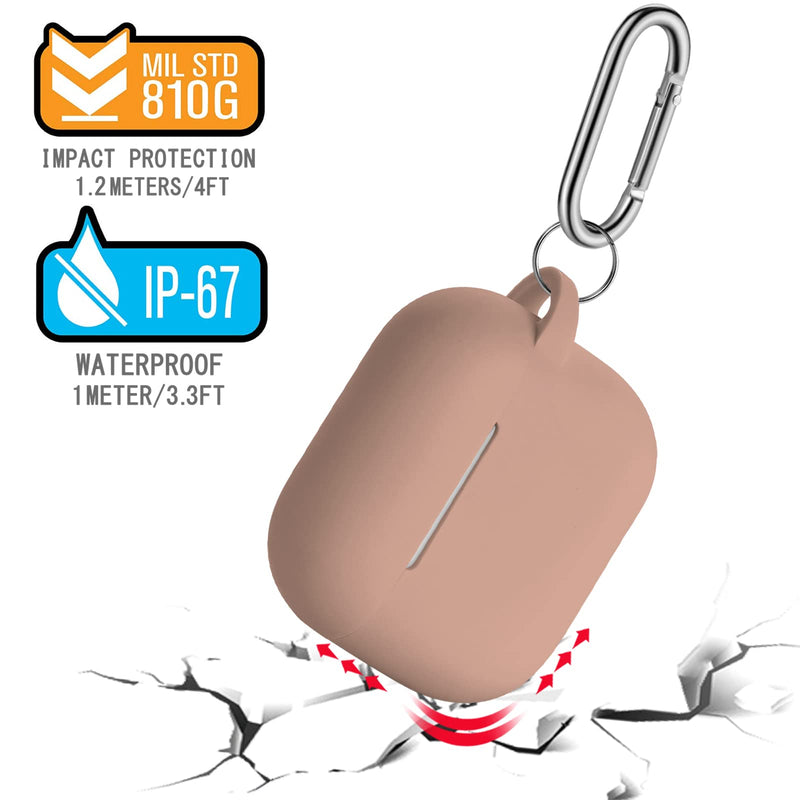 R-fun AirPods 3 Case Cover, Silicone Protective Accessories Skin with Keychain Compatible with Apple AirPod 3rd Generation 2021 for Women Girls,Front LED Visible-Milk Tea C-Milk tea