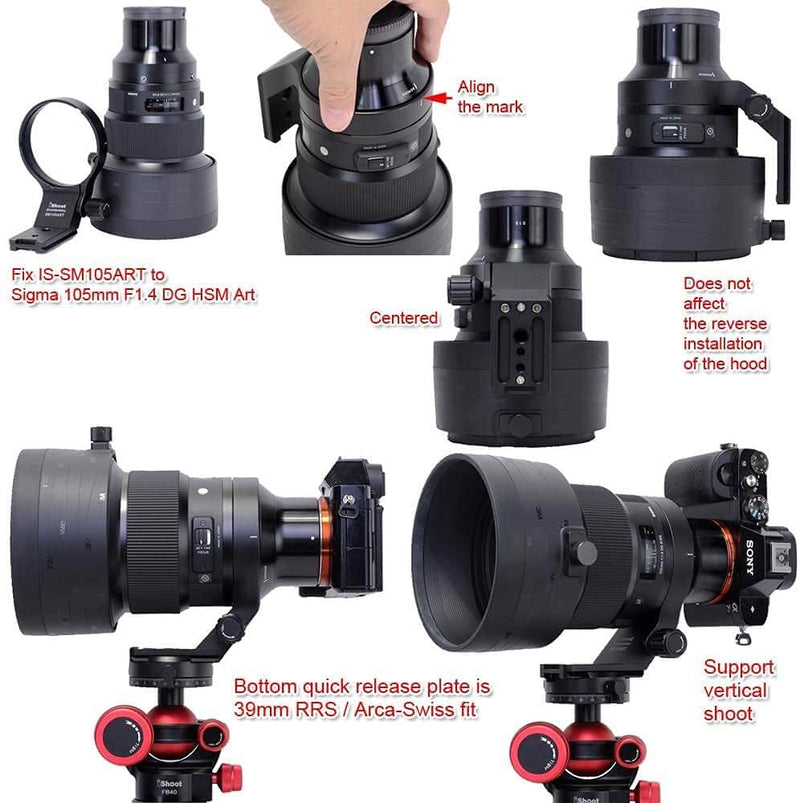 [AUSTRALIA] - Lens Collar Tripod Mount Ring Support Holder BracketCompatible with Sigma 105mm f/1.4 DG HSM Art (EF/FX/FE/L Mount) & Sigma 100-400mm f/5-6.3 DG DN OS (E/L Mount) Lens, Bottom is Arca Fit Plate 