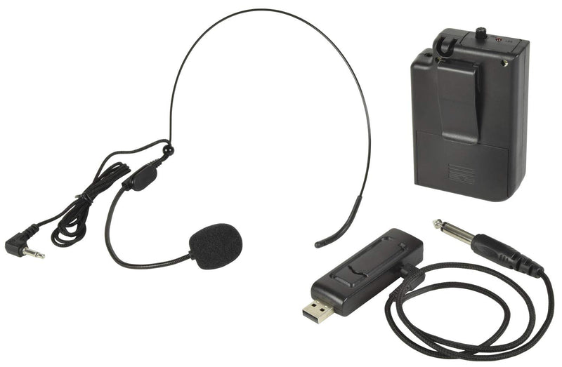 QTX |Compact Wireless Headband Microphone System With Beltpack Transmitter & Plug Through USB Receiver | UHF 864.8MHz Frequency 864.8MHz