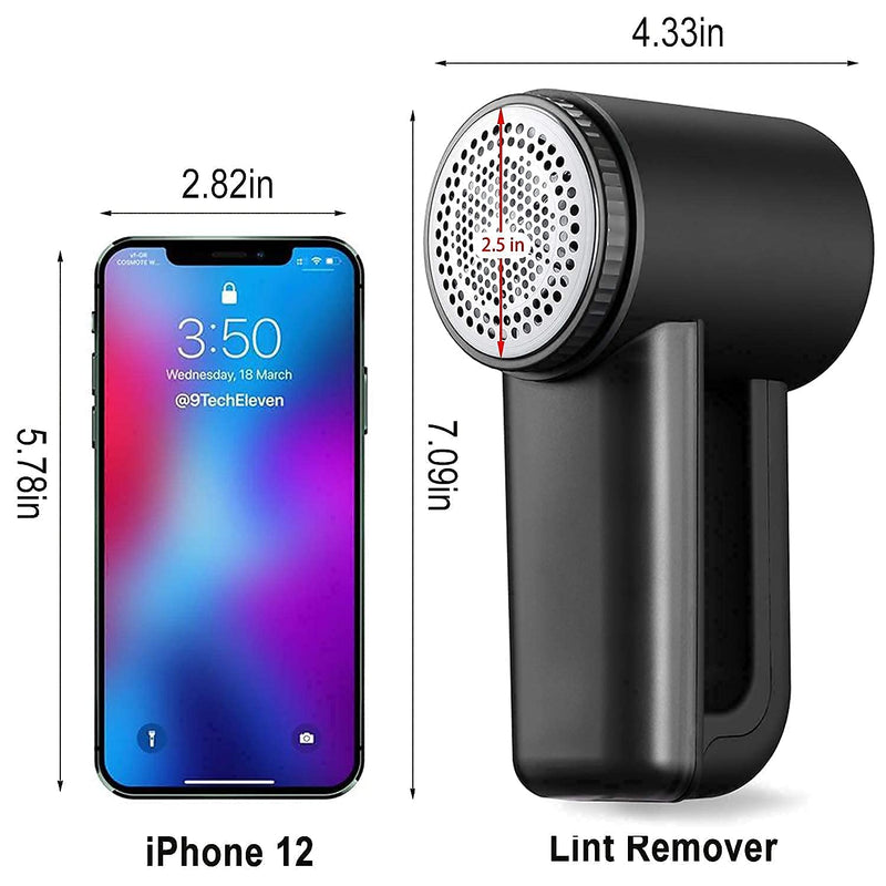 iRUNTEK Rechargeable Fabric Shaver, Electric Commercial Lint Remover with LED Display & Big Trash Box, 3-Speeds for Removing Fuzz and Pill from Clothes, Furniture, Sweater, Couch and Blanket, Black