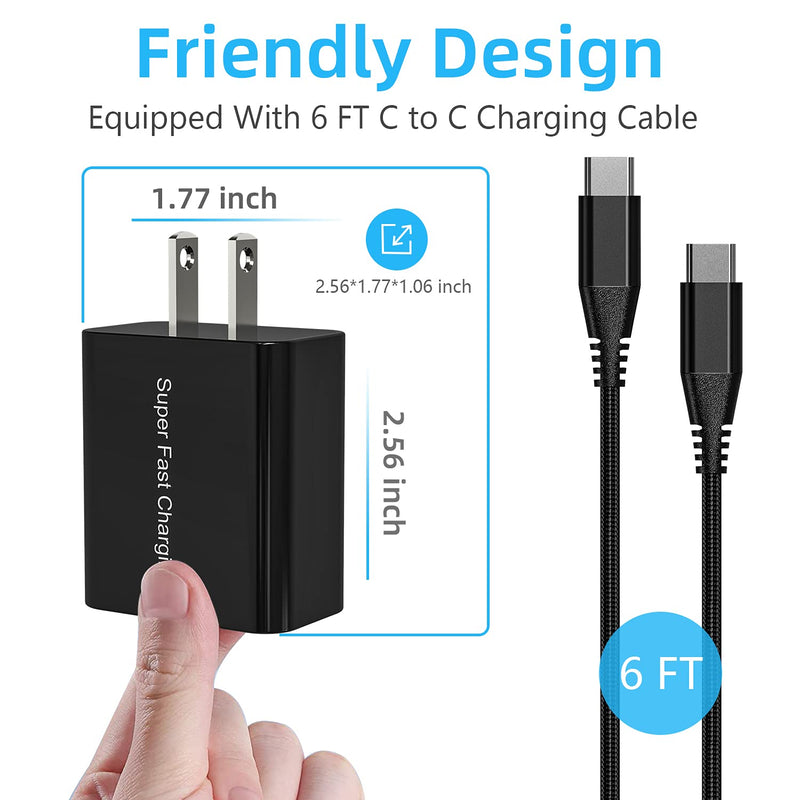 25W USB C Charger for Samsung Galaxy S21/S21 Plus/S21 Ultra FE/A52 5G/S10 S10E S10+ S9,A32 A42 A12 A22 A82,A51 A21,Pixel 4A 5 4 3A XL,PD Super Fast Charging Block Wall Power Adapter Plug+5.5FT Cable