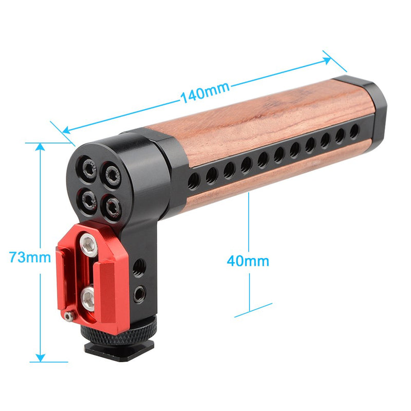 CAMVATE Brazilian Wooden Handle Grip to Camera's Hot Shoe for Cinema Camera(Red Cold Shoe)