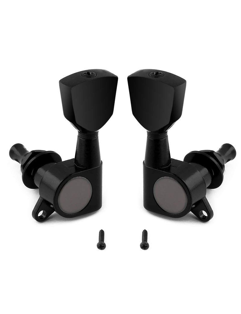 Holmer Sealed String Tuning Pegs Tuning Machines Grover Machine Heads Tuners Tuning Keys Vintage Keystone Style 3 Left 3 Right for Electric Guitar or Acoustic Guitar Black.