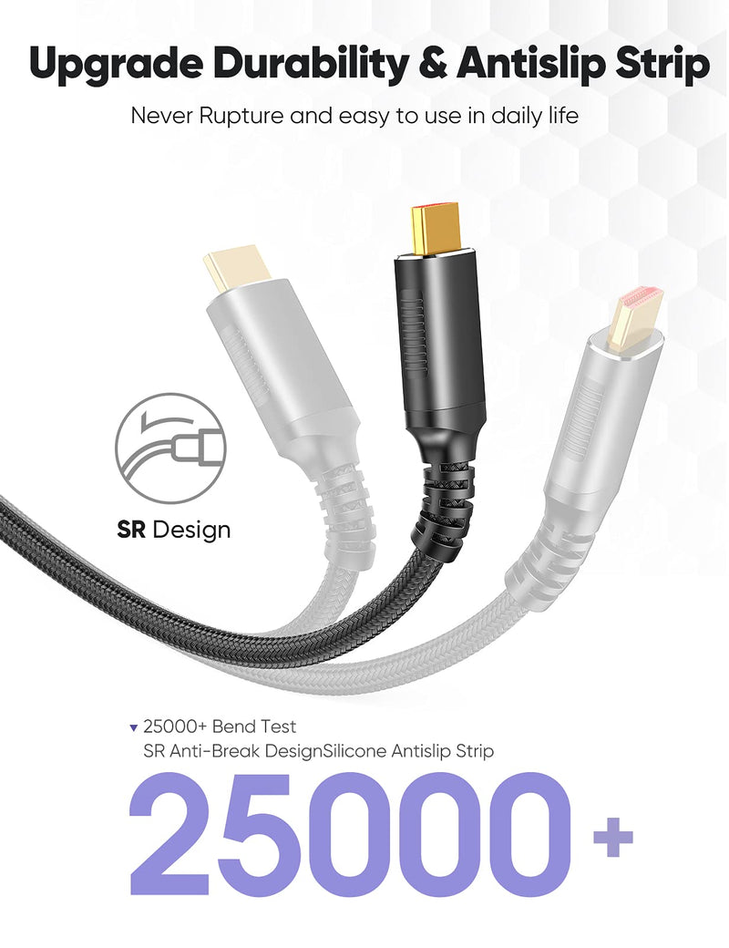 8K@60 HDMI Cable 2.1 6.6FT/2M, Snowkids 48Gbps High Speed 4K120 144Hz HDMI Cord eARC RTX 3080 3090 HDR 4:4:4 DTS: X Compatible for PS5, PS4, UHD TV and PC Black 6.6feet