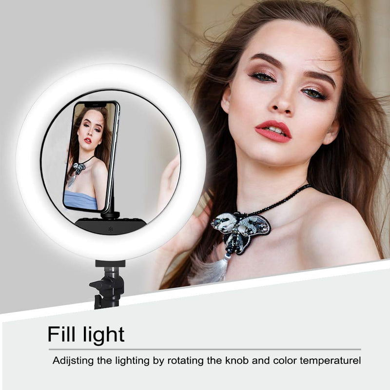 9 inches-LED Ring Light 6" with Tripod Stand for YouTube Video and Makeup, Mini LED Camera Light with Cell Phone Holder Desktop LED Lamp with 3 Light Modes & 11 Brightness Level