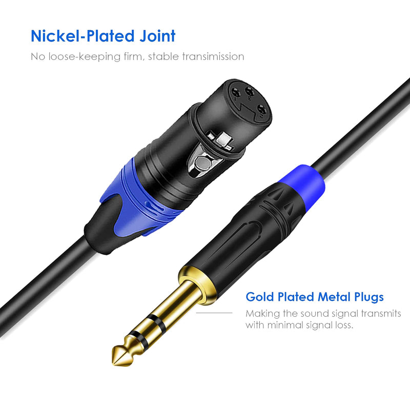 Dual 6.35mm 1/4 Inch to XLR Microphone Cable, Dual Mono 6.35mm Male to XLR Female Audio Y Splitter Patch Cord, Female 3-Pin XLR to Dual 1/4'' (6.35mm) TS Male Converter Adapter Cable-( 1PACK/6.6 FT )