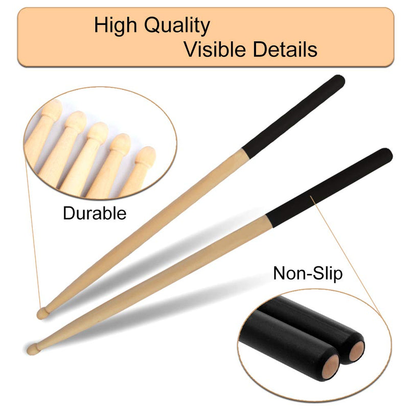 3 Pairs Drum Sticks Non-Slip Classic Maple Wood Drumsticks 5A Drumsticks for Adults, Kids, Students, and Beginners 3Pair