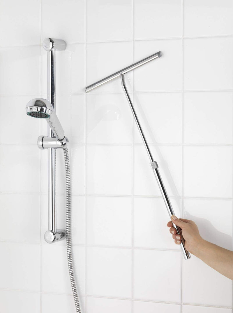 Wenko Glass Doors, Bathroom Squeegee for Shower, Stainless Steel Dimensions 10.2 x 14.6-23.2 x 1.2 in, 1x10x15-23 in, Shiny