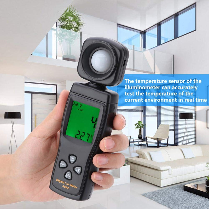 Smart Sensor AS803 Adjustable Mini Digital Luxmeter Light Meter -10~50 with LCD Display, Rope, Cover