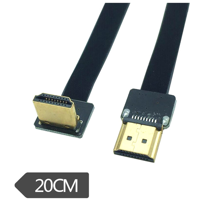 FPV HDMI Cable, Kework 20cm FPV HDMI Slim Flat Cable, 90 Degree Upward Standard HDMI Male Interface to Standard HDMI Male Interface for RED BMCC FS7 C300 (Single Upward) Single Upward