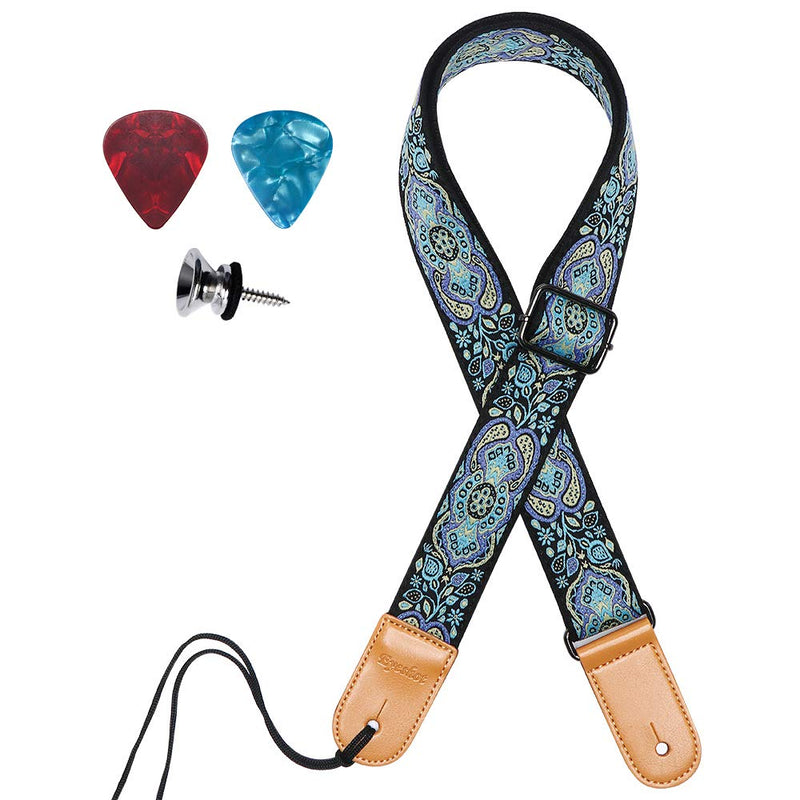 Ukulele Strap, Eyeshot Hawaiian Jacquard Blue Totem Ukelele Shoulder Strap, Suitable for Soprano Concert Tenor Baritone String Instruments