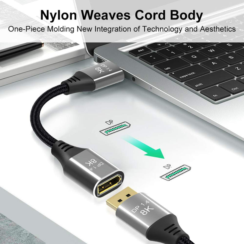 Xiwai DisplayPort 1.4 8K 60hz Extension Cable Male to Female Ultra-HD UHD 4K 144hz DP to DP Cable 7680 * 4320 for Video PC Laptop TV Model: DP-031-1.0M Grey DP