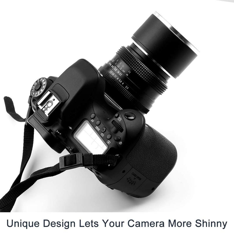 58mm Tele Metal Screw-in Lens Hood Sunshade with Centre Pinch Lens Cap for Canon Nikon Sony Pentax Olympus Fuji Sumsung Leica Standard Thread Lens +Cleaning Cloth 58mm Unique Tele Lens Hood