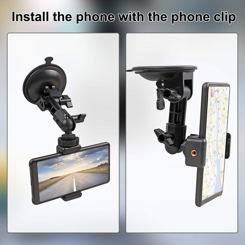 [AUSTRALIA] - Powerful Suction Cup Camera Car Mount with Tripod Adapter and Phone Holder for GoPro Hero 10/9/8/7/6/5 Black,4 Session,4 Silver,3+,iPhone,DJI Osmo Action,Samsung Galaxy,Google Pixel and More 