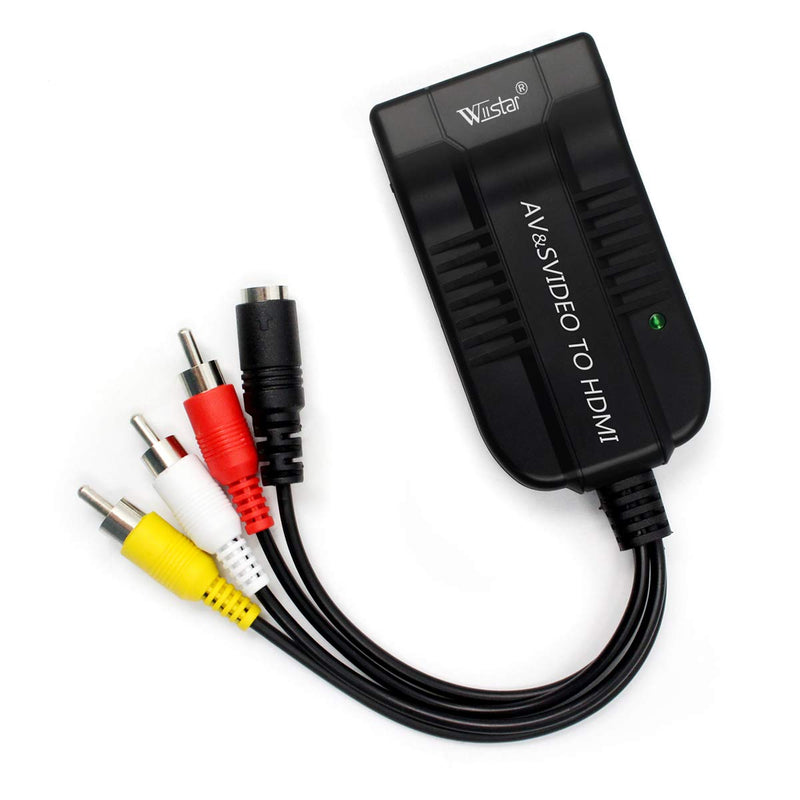 Wiistar AV CVBS to HDMI Converter Male Composite Female RCA S-Video to HDMI Adapter Support 720P 1080P for TV VHS VCR DVD
