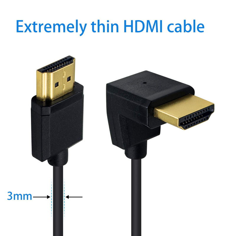 Duttek 4K HDMI Cable, HDMI to HDMI Cable, Extremely Thin UP Angled HDMI Male to Male Extender Cable for 3D and 4K Ultra HD TV Stick HDMI 2.0 Cord 0.15M/ 6 Inch UP Angled 15cm