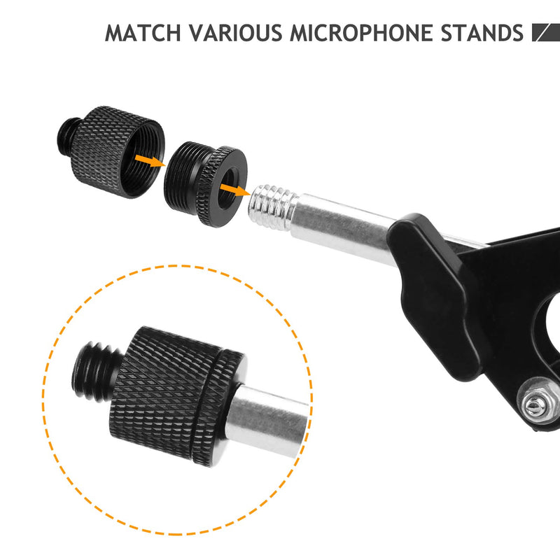 Avatar Mic Stand Adapter 5/8 Female to 3/8 Male and 3/8 Female to 5/8 Male Screw Adapter Thread for Microphone Stand Mount to Camera Tripod Adapter 2 Pack 5/8 to 3/8 & 3/8 to 5/8