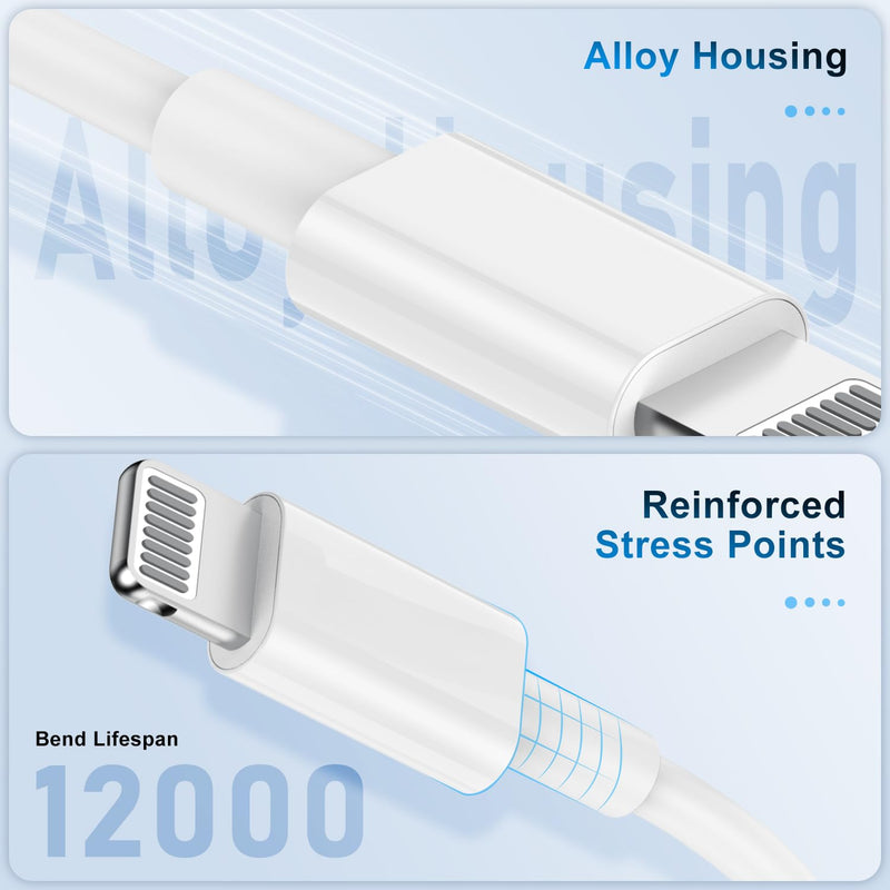 2 Pack Apple MFi Certified iPhone Charger Cable 10 Ft, Apple Lightning to USB Cable Cord 10 Foot, 2.4A Fast Charging,Apple Phone Long Chargers for iPhone 13/12/11/11Pro/11Max/ X/XS/XR/XS Max/8/7/6 White 10Ft-2Pack
