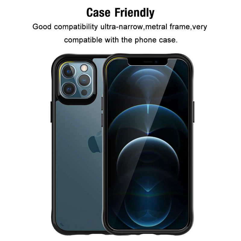 TOCOL 4 Pack Compatible with iPhone 12 Pro Max, Not for iPhone 12 Pro - 2 Pack Privacy Tempered Glass Screen Protector and 2 Pack Tempered Glass Camera Lens Protector Bubble Free Case Friendly - Black