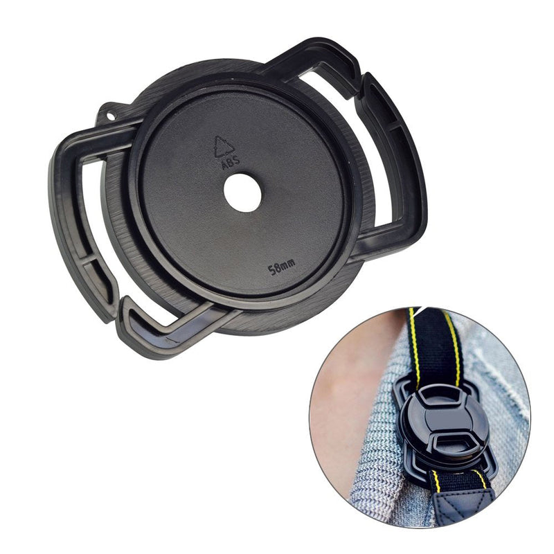 FoRapid Camera Buckle Lens Cap Holder Keeper for Canon Nikon Sony Olympus Fujifilm Pentax Panasonic Sigma DSLR/SLR/Evil Camera Lens Cap-Black ABS Plastic (52mm 58mm 67mm) 52mm 58mm 67mm