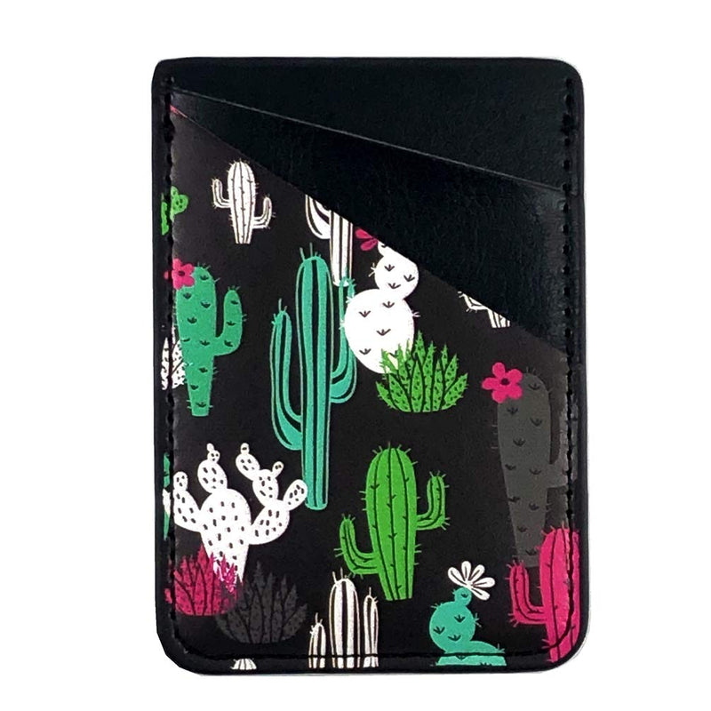 CalorMixs Phone Card Holder,Credit Card Pocket PU Leather Self Adhesive Sticker-on Wallet Sticker Case Pouch Pocket for Back of Phone Android and Smartphones (Cactus) Cactus