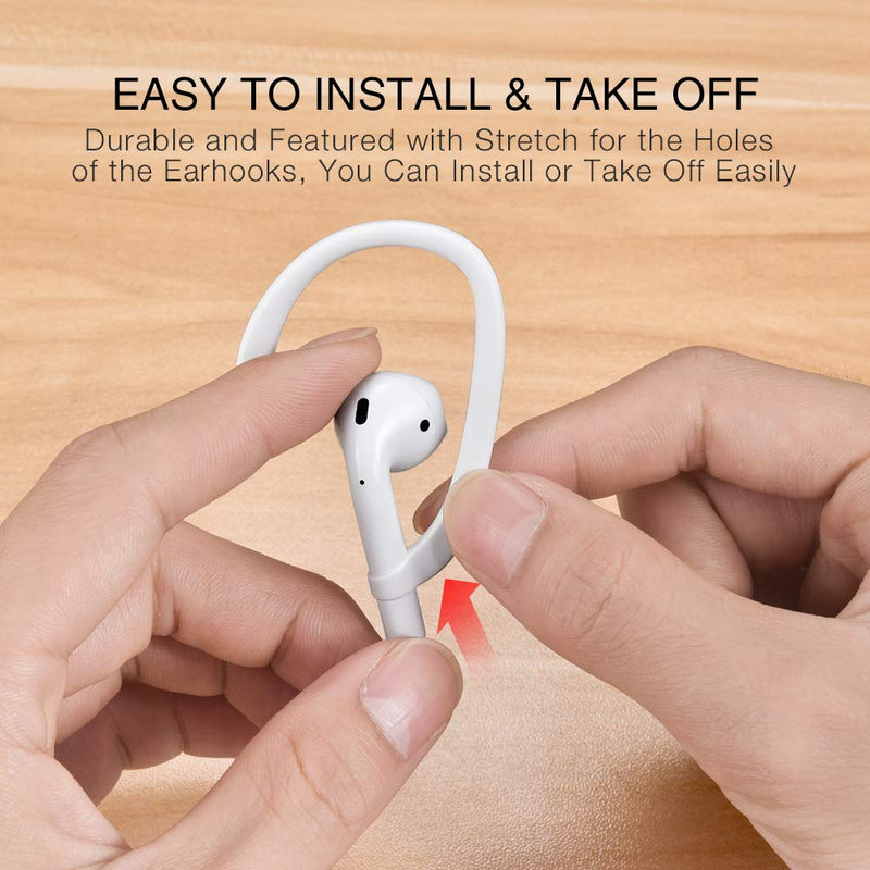 Ear Hooks Compatible with Apple AirPods 1, 2 and Pro, ICARERSPACE Sports Ear Hooks for AirPods 1, 2 and Pro - White