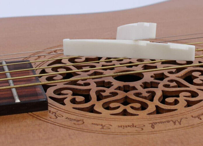 4pcs Acoustic Guitar Saddle Real Cattle Bone Grooves 6 String Ukuleles Bridge, 72 x 8.5 x 3mm