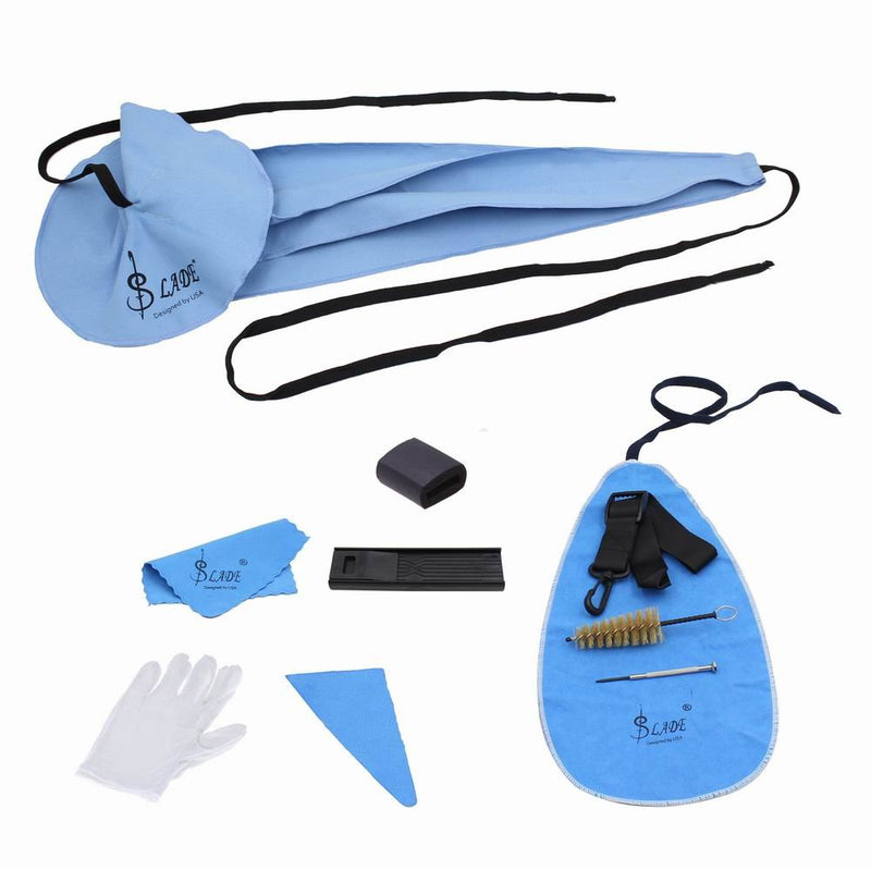 Mowind 10-in-1 Saxophone Cleaning Care Kit Belt Thumb Rest Cushion Reed Case Mouthpiece Brush Mini Screwdriver Cleaning Cloth Gloves