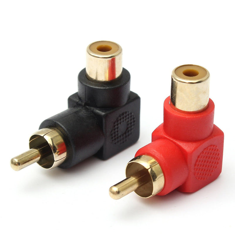 RCA Male to RCA Female Connectors Right Angle Plug Adapters M/F 90 Degree Elbow Gold-Plated (5 Black + 5 Red) (10-Pack) 10-Pack
