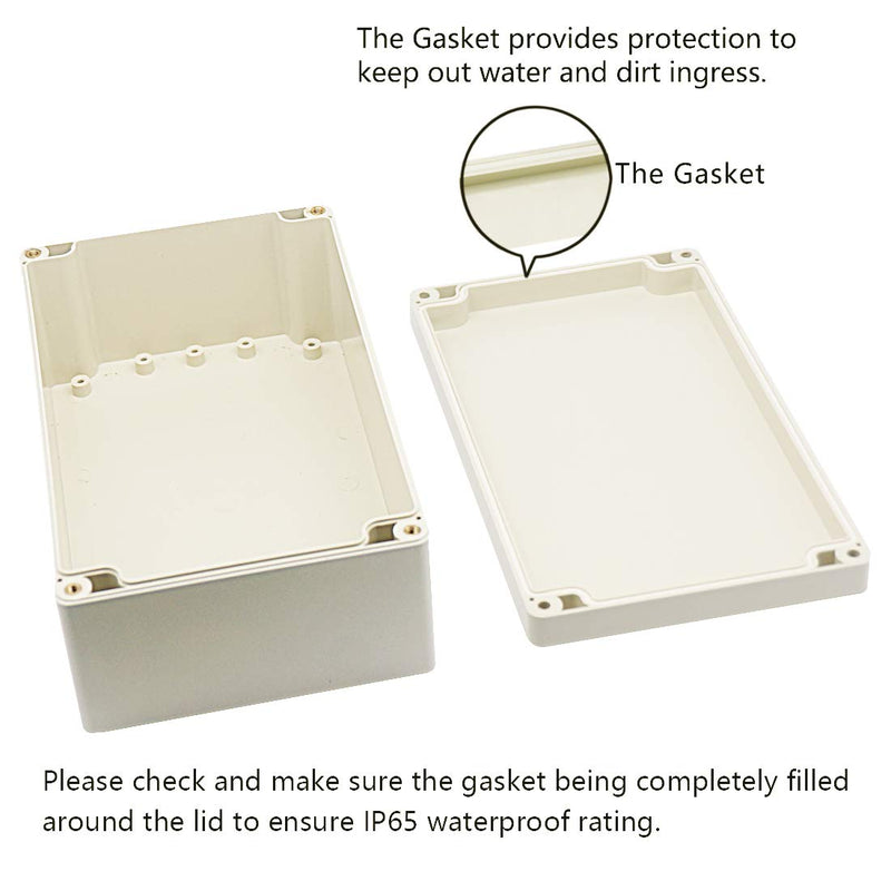 Zulkit Junction Box ABS Plastic Dustproof Waterproof IP65 Universal Electrical Boxes Project Enclosure Gray 7.9 x 4.7 x 2.95 inch (200 x 120 x 75 mm) 7.9" x 4.7" x 2.95"