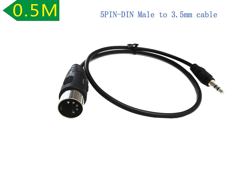 [AUSTRALIA] - SinLoon 5-Pin DIN-Male Cable, 5 Pin Din MIDI Plug to 3.5mm(1/8in) TRS Stereo Male Jack Stereo Audio Cable for Playing The Electronic Musical Instrument Signal Output (0.5m,3.5M-5 DIN M) 