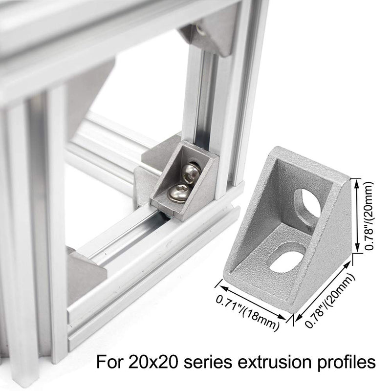 2020 Series Aluminum Profile Connector Set, 20pcs Corner Bracket, 40pcs Drop in T Nuts and Hex Screw Bolt for Slot 6mm 20S Aluminum Extrusion Profile Accessories