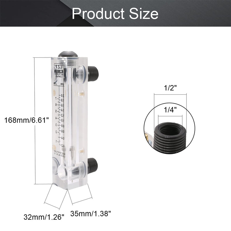 Othmro LZT-15 0.2-2GPM Organic Glass Water Flow Measuring Panel Type Flow Meter 1pcs